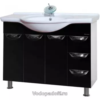 Тумба с раковиной Bellezza Белла 105 Люкс с бельевой корзиной, черный