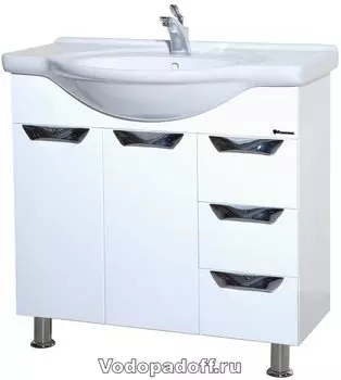 Тумба с раковиной Bellezza Белла 85 Люкс с бельевой корзиной, белый