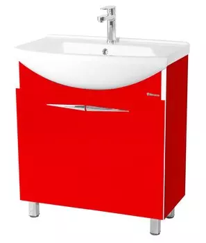Тумба с раковиной Bellezza Глория Гласс 75, красный