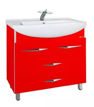 Тумба с раковиной Bellezza Глория Гласс 90, красный