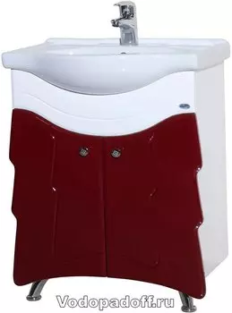 Тумба с раковиной Bellezza Ёлка 60, бордовый