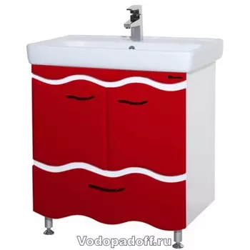 Тумба с раковиной Bellezza Мари 70 с нижним ящиком, красный