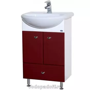 Тумба с раковиной Bellezza Уют 55 с нижним ящиком, бордовый
