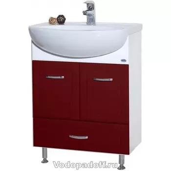 Тумба с раковиной Bellezza Уют 60 с нижним ящиком, бордовый