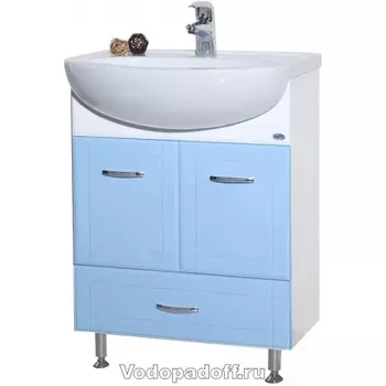 Тумба с раковиной Bellezza Уют 60 с нижним ящиком, голубой