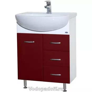 Тумба с раковиной Bellezza Уют 60 с 3 ящиками, бордовый