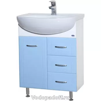 Тумба с раковиной Bellezza Уют 60 с 3 ящиками, голубой