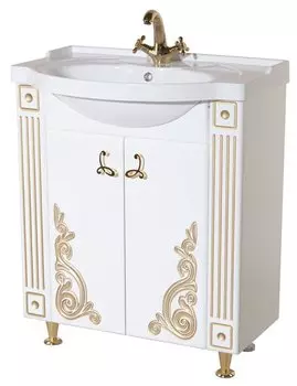Тумба с раковиной Bellezza Венеция Люкс 75, белый/золото