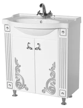 Тумба с раковиной Bellezza Венеция Люкс 75, белый/серебро