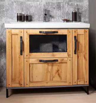 Тумба с раковиной Бриклаер Лофт 100 Метрополитен грей