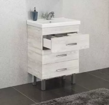 Тумба с раковиной Comforty Никосия 60Н дуб белый