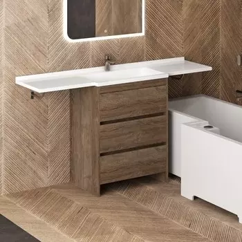 Тумба с раковиной D@ Фишка 150 напольная, 3 ящика, сосна санторини