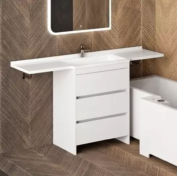 Тумба с раковиной D@ Фишка 150 напольная, 3 ящика, белая