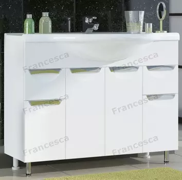 Тумба с раковиной Francesca Доминго 100 белый (2ящ+4дв, ум. Эльбрус 100)
