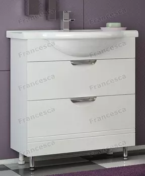 Тумба с раковиной Francesca Доминго 75 (2 ящика) белый (ум. Элеганс 75)
