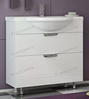 Тумба с раковиной Francesca Доминго 85 белый (2 ящика, ум. Миа 85)
