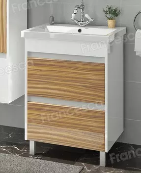 Тумба с раковиной Francesca Doremi 60 (2 ящ. ум. Como 60) напольная, белый/ясень