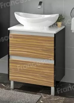Тумба с раковиной Francesca Doremi 60 (черный/ясень 2 ящика, ум. Гамма 56)