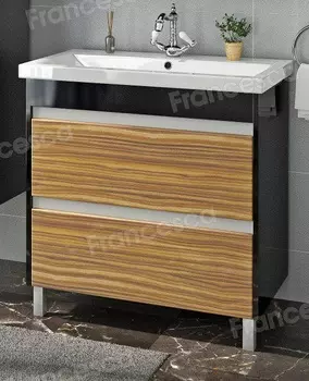 Тумба с раковиной Francesca Doremi 80, черный/ясень (2 ящика, ум. Cомо 80)