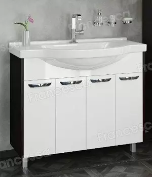 Тумба с раковиной Francesca Eco Max 100 белый-венге (4 дв. ум. Эльбрус 100)