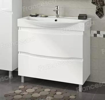Тумба с раковиной Francesca Forte 85 напольная белый (2 ящика, ум. Элвис 85)