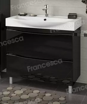 Тумба с раковиной Francesca Forte 85 напольная черный (2 ящика, ум. Элвис 85)