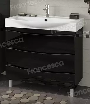 Тумба с раковиной Francesca Forte 85 напольная черный (3 ящика, ум. Элвис 85)