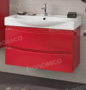 Тумба с раковиной Francesca Forte 85 подвесная красный (2 ящика, ум. Элвис 85)