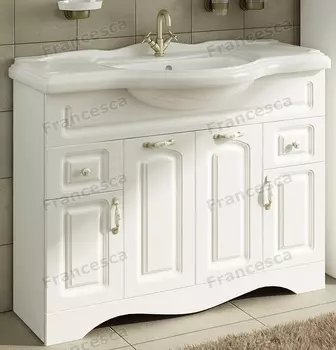 Тумба с раковиной Francesca Империя 105 белый (2ящ+4дв, ум. Америка 105)