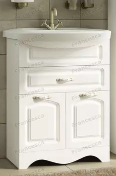 Тумба с раковиной Francesca Империя 60 1 Б. Ящ белый (2 дв. + 1 Большой ящ., ум. Уют 60)