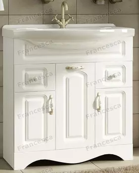 Тумба с раковиной Francesca Империя 75 белый (3дв+2ящ, ум. Элеганс 75)