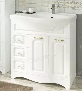 Тумба с раковиной Francesca Империя 83 белая (левое крыло)