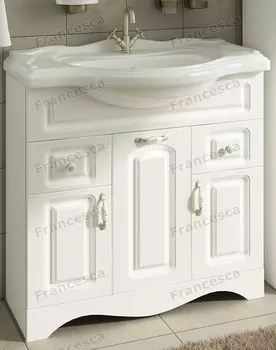 Тумба с раковиной Francesca Империя 85 белый (2ящ. + 3 дв. ум. Америка 85)