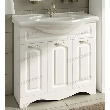 Тумба с раковиной Francesca Империя 85 с 3 дверцами белый (ум. Dell Mia 85)