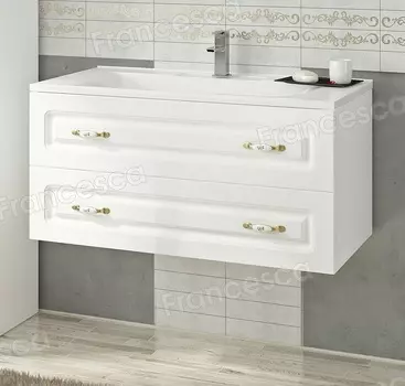 Тумба с раковиной Francesca Империя П 90 белый (2 ящ. ум. Элен 90)