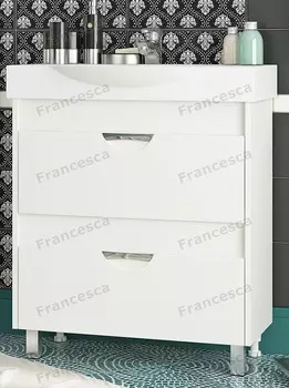 Тумба с раковиной Francesca Клео 75 белая (2 ящика ум. Signo 76)