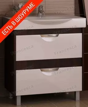 Тумба с раковиной Francesca Клео 75 белый/венге (2 ящика ум. Signo 76)