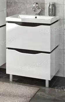 Тумба с раковиной Francesca Latina 60 напольная белый-венге (2 ящика, ум. Como 60)