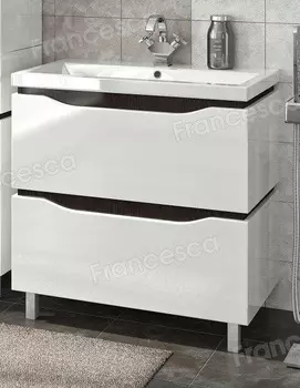 Тумба с раковиной Francesca Latina 80 напольная белый-венге (2 ящика, ум. Como 80)