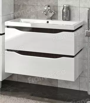 Тумба с раковиной Francesca Latina 80 подвесная белый-венге (2 ящика, ум. Como 80)