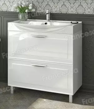 Тумба с раковиной Francesca Liverpool 85 напольная белый (2 ящика, ум. Элвис 85)