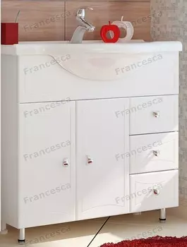 Тумба с раковиной Francesca Венеция 85 с 3 ящиками белый (2 дв+3ящ, ум. Миа 85)