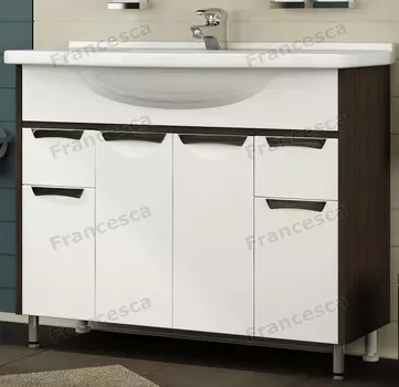 Тумба с раковиной Francesca Версаль 100 белый/венге (2ящ+4дв, ум. Эльбрус 100)
