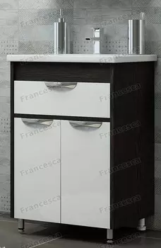 Тумба с раковиной Francesca Версаль 60 с 1 ящиком белый/венге (1ящ+2дв, ум. Como 60)