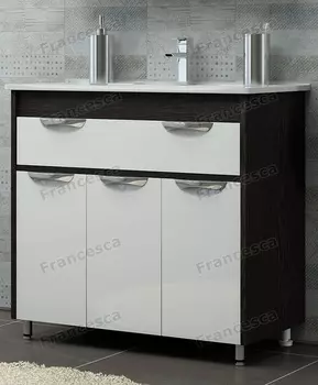 Тумба с раковиной Francesca Версаль 80 с 1 ящиком белый/венге (1ящ+3дв, ум. Como 80)
