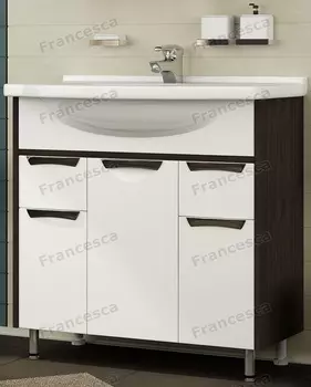 Тумба с раковиной Francesca Версаль 90 белый/венге (2ящ+3дв ум. Эльбрус 90)