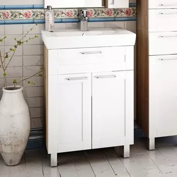 Тумба с раковиной Iddis Sena 60 напольная, белая, дерево