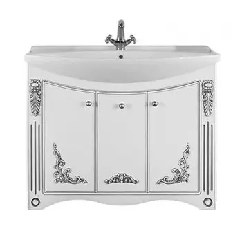 Тумба с раковиной Кармен 105, белый/серебро