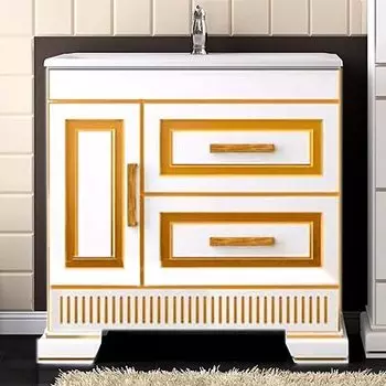 Тумба с раковиной Opadiris Оникс 80, белый/золото