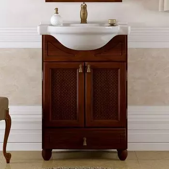 Тумба с раковиной Opadiris Тибет 50 с декоративной решеткой, орех антикварный